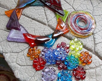 Lampwork Perlen, Glasscheibe, Lampwork Blumen, geschmolzenes Glas, Schmuckzubehör, Glaskomponenten, Lampwork Blumen, Sun Catcher Kit, verschmolzene Scheibe