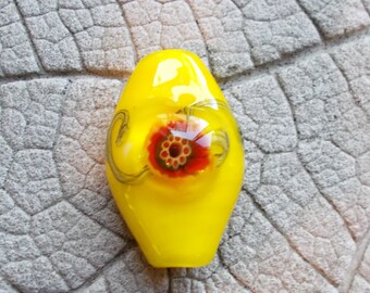 Lampwork Beads, Lampwork Murrini, Lampwork Focal, Yellow Lampwork, Handmade Glass Bead, SRA Lampwork, Jewelry Supplies, Lampwork Pendant