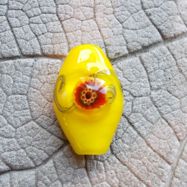 Lampwork Beads, Lampwork Murrini, Lampwork Focal, Yellow Lampwork, Handmade Glass Bead, SRA Lampwork, Jewelry Supplies, Lampwork Pendant