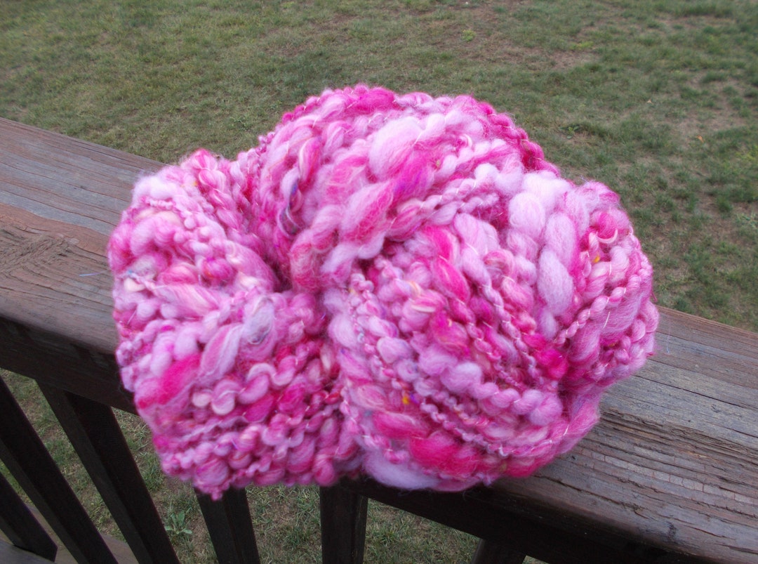 Handspun Yarn Bulky Weight Spirl Pink Yarn Knitting Supply Etsy