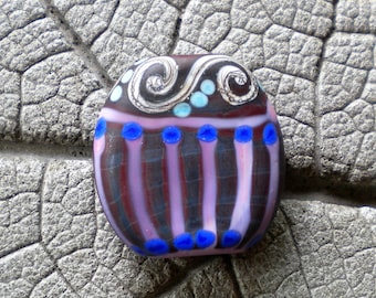 Lampwork Bead, Handmade Glass Bead, Etched Lampwork, Lampwork pendant, Jewelry Supply, OOAK lampwork, sra lampwork, unique bead, unique gift