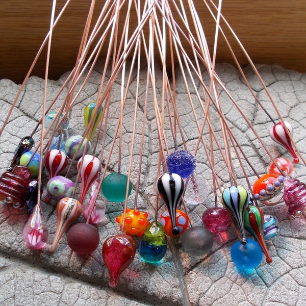 Lampwork Headpins, Handmade Glass Headpins, Jewelry Supply, Single Headpins, Sra Lampwork, Handmade Headpins, Glass Headpins, OOAK Headpin