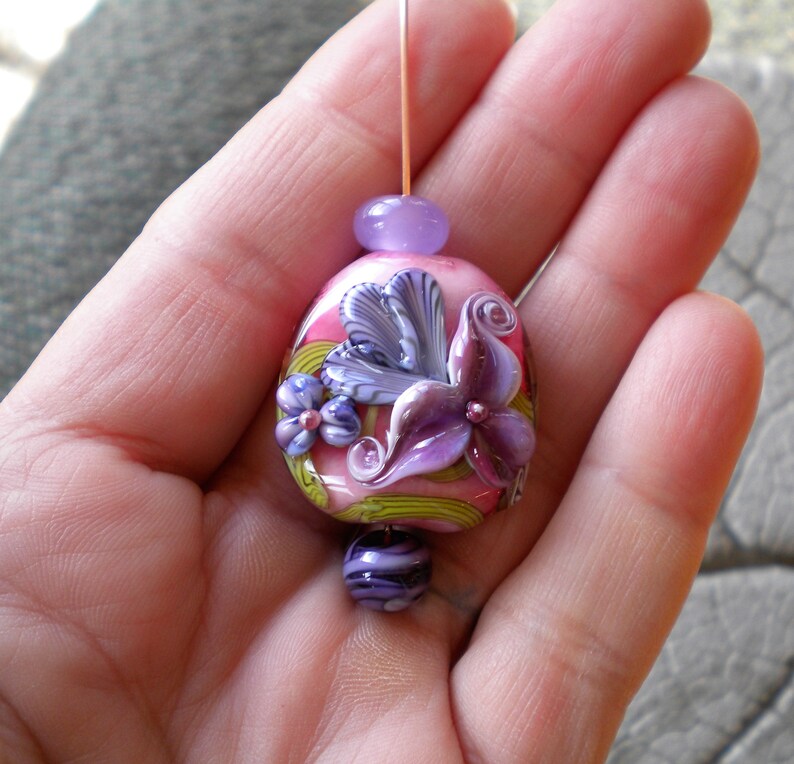 floral lampwork lampwork pendant bead glass flower bead sra lampwork lampwork purple bead lampwork headpin lampwork Lampwork Focal