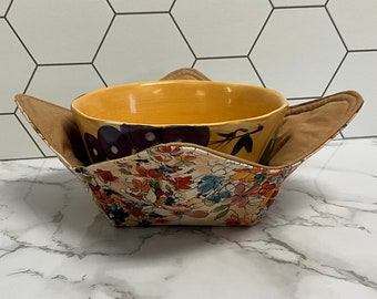 Bowl Cozy Microwave Safe 100% Cotton Multi Colored Floral