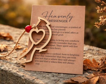 Cardinal Heavenly Messenger Ornament, Memorial Keepsake, Red Bird Christmas Decoration with Story, Sympathy Gift, Hope, Love and Comfort