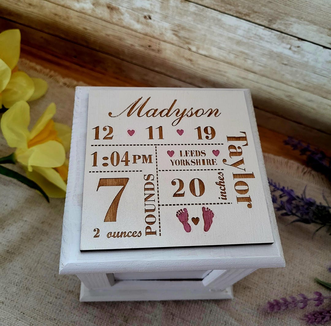 Custom Engraved Baby Stats Keepsake Rotating Picture Frame - Etsy