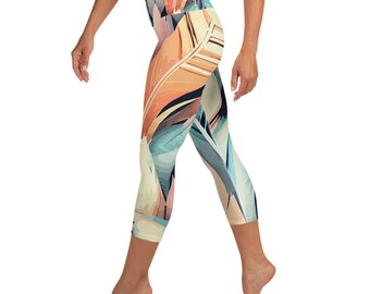 Titel Atmungsaktive Yoga Capri Leggings mit All-Over Print und UV-Schutz - Perfekt für Workout & Freizeit