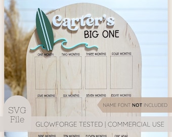 Surf Themed Baby's First Year Milestone Board SVG