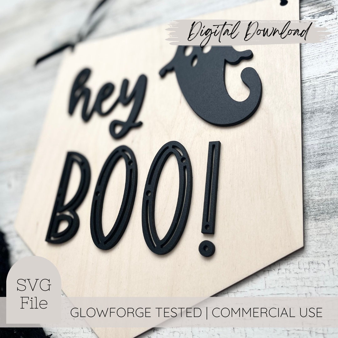 Hey Boo Banner Sign SVG - Etsy