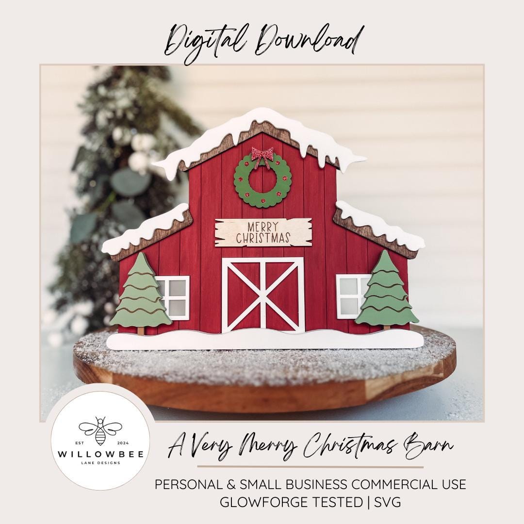 A Very Merry Christmas Barn SVG - Etsy