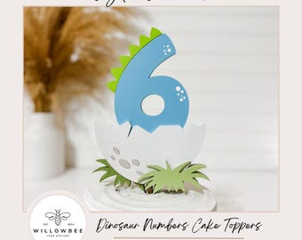 Dinosaurier Zahlen Cake Topper SVG | Dino Kuchen Topper SVG | Dinosaurier Laser-Datei
