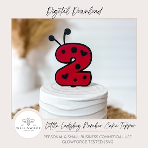 Toppers per torta con numeri a forma di coccinella SVG / Toppers per torta con coccinella