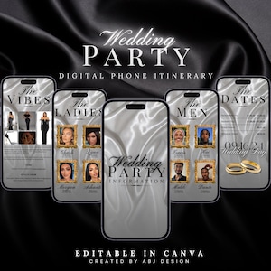 Wedding party itinerary template, wedding day timeline, wedding timeline, wedding party timeline, wedding itineraries, bridal party planner