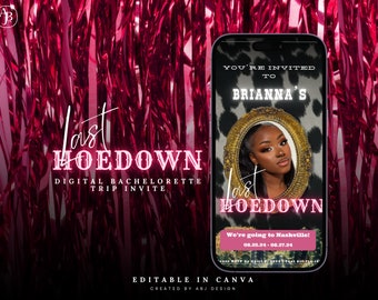 Last hoedown Junggesellinnenabschied Einladung, letzte Rodeo Einladung, letzte Fahrt der Braut, Junggesellinnenabschied in Nashville, Junggesellinnenabschied, Cowgirl Party