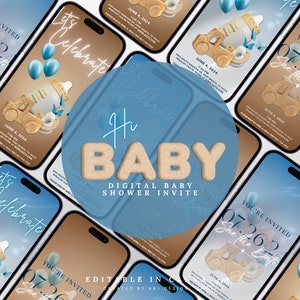 Beige baby shower invite, aesthetic baby, neutral baby shower invite, editable baby shower invitation, modern baby shower, neutral baby