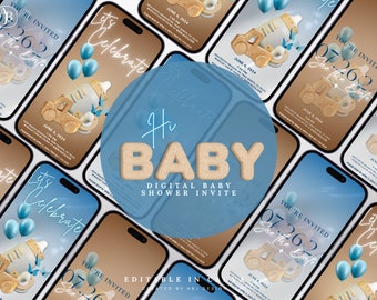 Invitación de baby shower en color beige, invitación estética para baby shower, invitación de baby shower en tonos neutros, invitación editable para baby shower, baby shower moderno, invitación de baby shower en tonos neutros