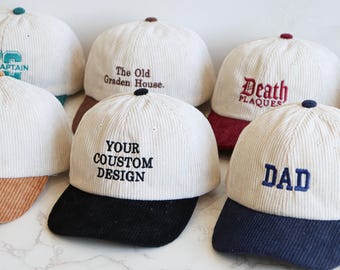 Personalized Corduroy Hat Personalized Cap Embroidery Logo baseball hat Winter Hat Custom caps Sorority hat Unisex Baseball Cap