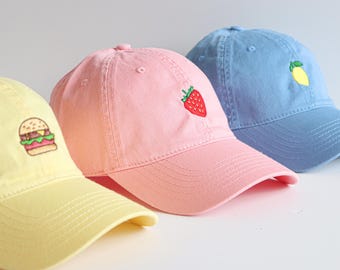 Personalized Embroidered Hat, Embroidered Strawberry Logo Baseball Hat, Embroidered Text Hat, Party Hat, Neutral Baseball Hat