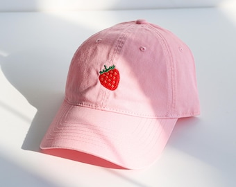 Personalized Embroidered Hat, Embroidered Strawberry Logo Baseball Hat, Embroidered Text Hat, Party Hat, Neutral Baseball Hat