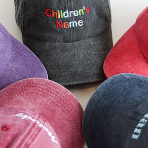 Custom Washed Children&#39;s Hat, Embroidered Text Baseball Cap, Personalized Hat, Kids Hat, Baby Hat, Birthday Christmas Gift
