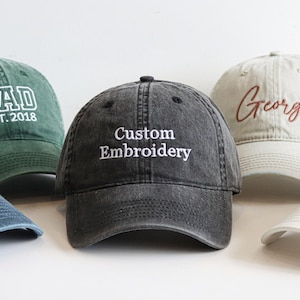 Personalized Text Hat, Custom Logo Embroidered Hat, Retro Baseball Hat, Vintage Style Trucker Hat, Fathers Day Gift, Unisex Baseball Hat.