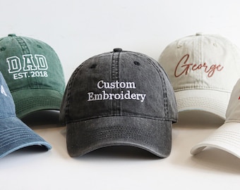 Personalized Text Hat, Custom Logo Embroidered Hat, Retro Baseball Hat, Vintage Style Trucker Hat, Fathers Day Gift, Unisex Baseball Hat.