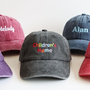 Custom Children&#39;s Hat, Embroidered Text Baseball Cap, Personalized Hat, Custom Washed Hat, Kids Hat, Baby Hat, Birthday Christmas Gift