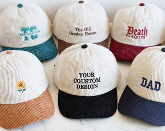 Personalized Corduroy Hat Personalized Cap Embroidery Logo baseball hat Winter Hat Custom caps Sorority hat Unisex Baseball Cap