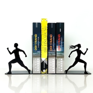Running Couple Metal Bookends - Perfect for Your Bookshelf or Desk – Unique Decor – Perfect Gift for Game Lovers - Book Accessories