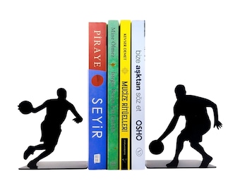 Basketball Bookends - Perfect for Sports Enthusiasts - Unique Designs for Your Bookshelf - Decorative Book Supports - Durable Metal Design