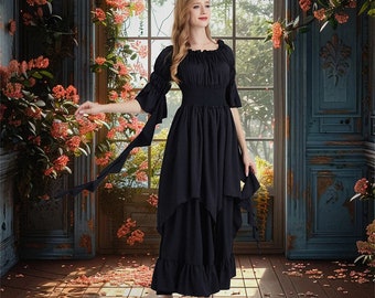 Women Medieval Dress,Vintage Style Dress,Woman Victorian Dress,Off Shoulder Dress,Renaissance Faire Dress,Fairy Dress,Gothic Witch Dress
