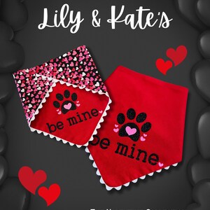 Valentine pet bandana, pet holiday  scarf, pink heart dog/cat bandana, love bandana, snap-on , heart print reversible, be mine paw print