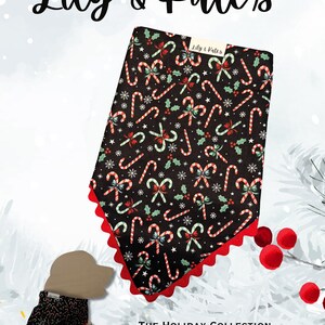 Christmas pet bandana, pet holiday accessories, dog scarf, Christmas candy cane dog/cat bandana,  Xmas candy cane print holiday bandana cat