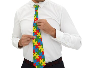 Cravatta puzzle arcobaleno per la consapevolezza dell'autismo