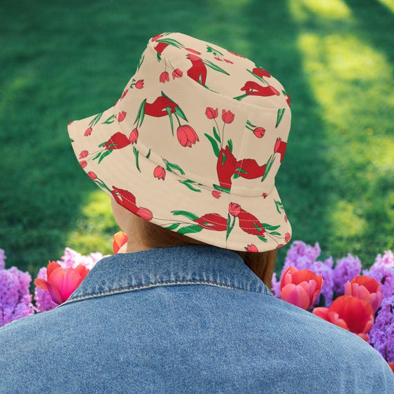 Pink Tulip Bucket Hat | Colorful Summer Hat | Art-Inspired by Child | Hats for a Cause | Unique Floral Gift