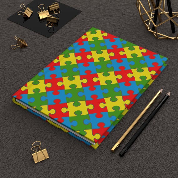 Rainbow Puzzle Piece Autism Journal | Hardcover Lined Notebook | Autism Awareness Gift | Neurodiversity Pride Writing Journal Diary