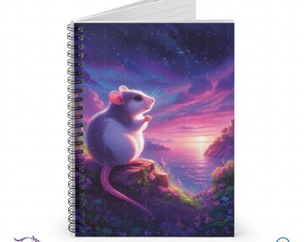 Rat Notebook - Spiral Notebook with Ruled Lines - Personal Journal, School Notebook, Writing Notebook