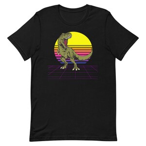 T-Rex Dinosaur Retro Wave Cyber Punk Vintage Sunset T-Shirt Short-Sleeve Unisex T-Shirt