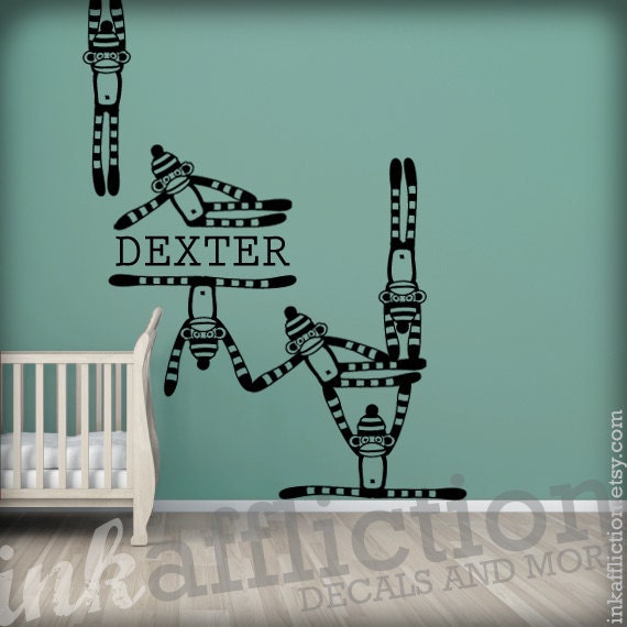 Items similar to CUSTOM Sock Monkey Wall Decal Set (FREE shipping) on Etsy