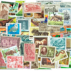 Más de 100 piezas PNG Sellos postales reales con fondo transparente Clipart Ephemera imprimible