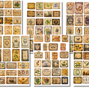 étiquettes d'apothicaire vintage | 147 étiquettes imprimables numériques pour pots anciens et pour bouteilles de potions | Modèles d'autocollants DIY pour Halloween