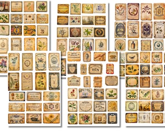 Vintage Apothecary Labels | 147 Printable Digital Design Antique Jar Labels and Tags for Bottles Potions | DIY Halloween Sticker Templates