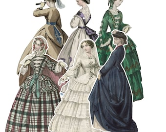 28 Stück Vintage 19 Jahrhundert Französisch Fussy Schnitt Frauen Mode Hochwertige Bilder Kleidung Clipart Ephemera Viktorianische Papierpuppen