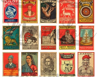 100 Vintage Matchboxes Labels High Quality Printable Covers | Digital Collage Sheets | Junk Journal Ephemera | Journaling cards