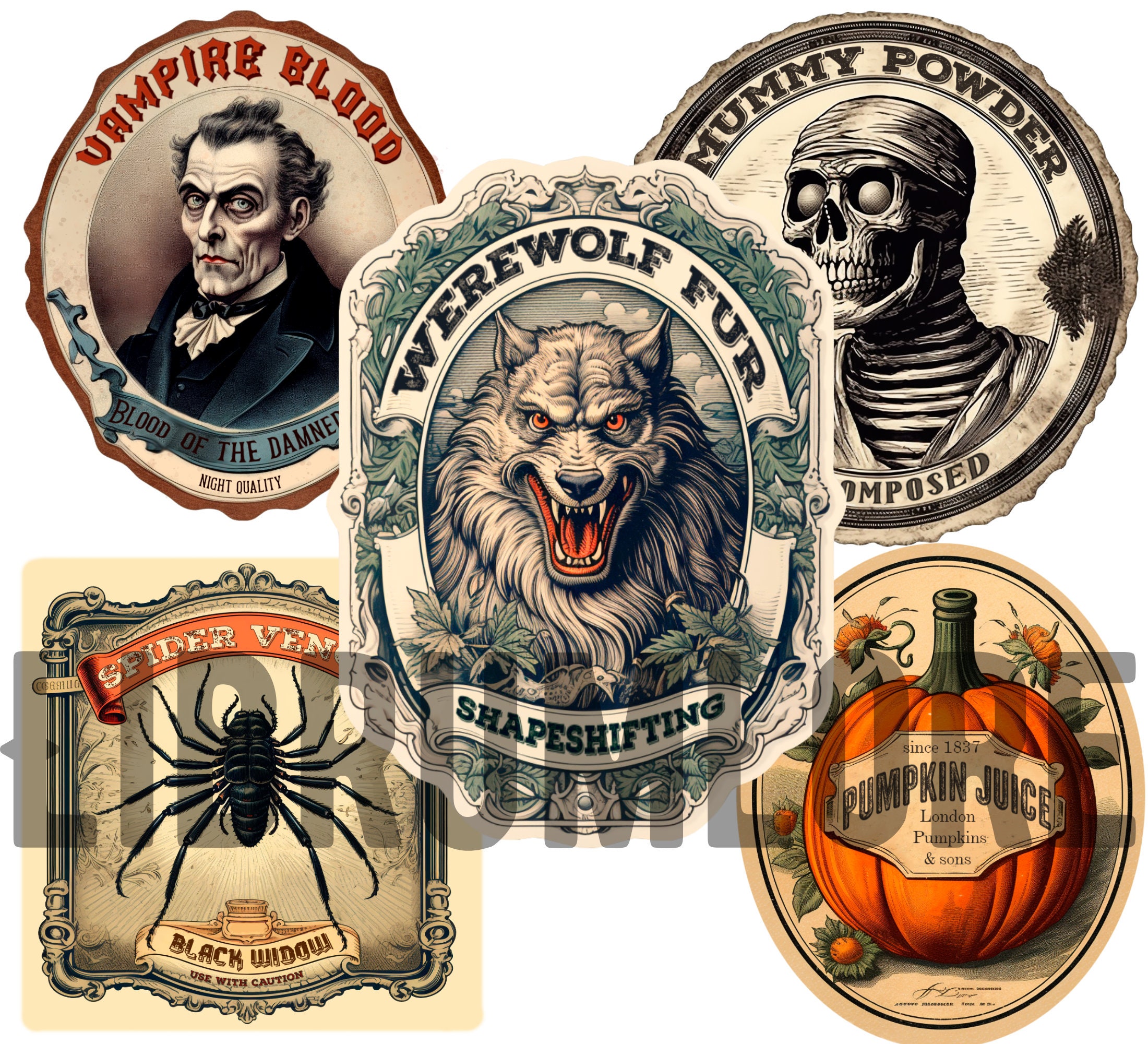 Apothecary Potion Labels for Halloween 12 Pcs PNG and PDF Printable ...