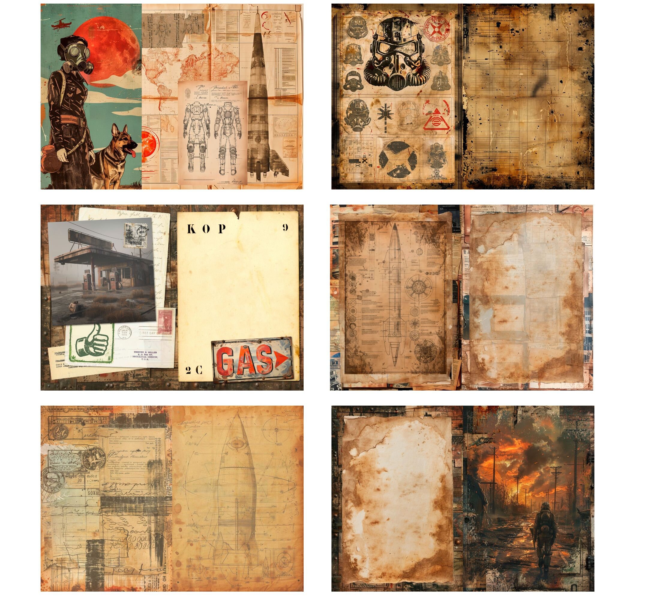 Fallout Post-apocalyptic Digital Junk Journal Kit Pages