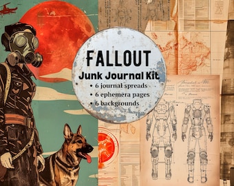 Fallout Post-Apocalyptic Digital Junk Journal Kit Pages Printable Vintage Ephemera Grunge Post Apocalypse Scrapbooking