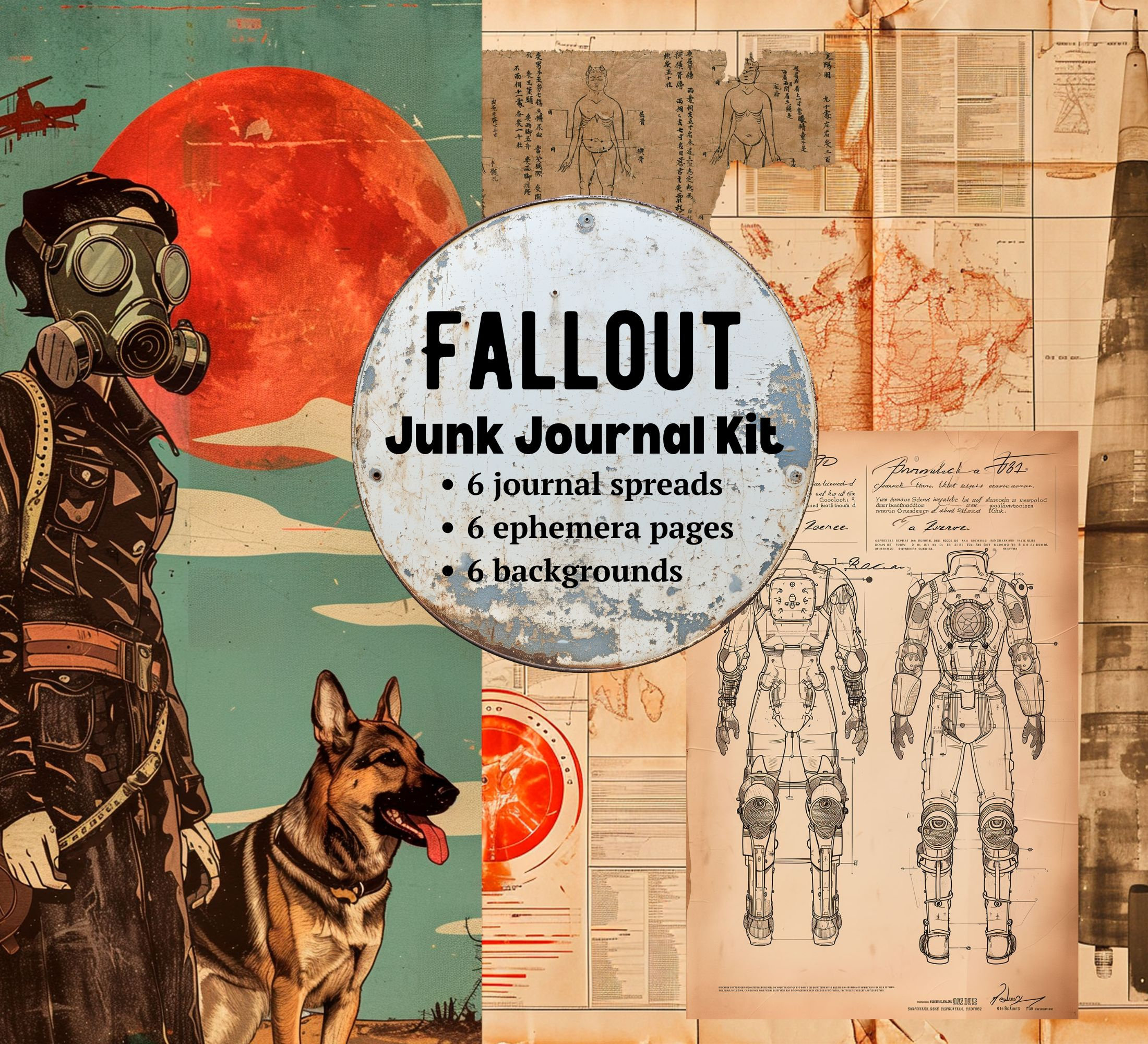 Fallout Post-apocalyptic Digital Junk Journal Kit Pages