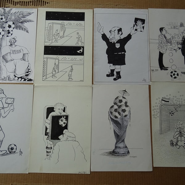 Football memorabilia FIFA Italia World Cup 1990 in Italy (132 original drawings)