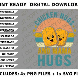 Chicken Nugs and Mama Hugs Toddler for Chicken Nugget Lover Png Bundle, SVG Files, Digital Downloads